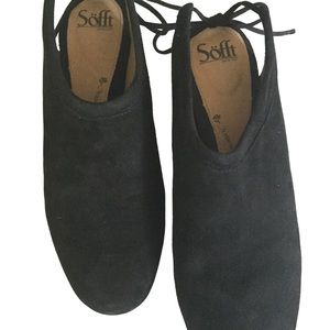 Sofft Black Suede Mules with Tie Ankle Excellent Condition Size 10